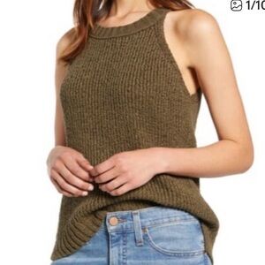 JCrew Point Sur Knit Sleeveless Top Olive Green XS